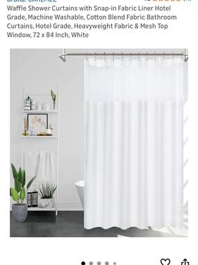 White Waffle Shower Curtain - Hotel-Style Cotton Blend